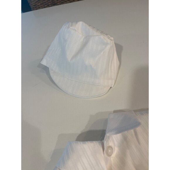 Baby White Striped Romper With Matching Hat 0-3 Months Button Closure Short Slee - Picture 7 of 7